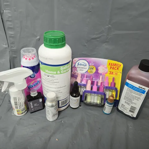 APPROXIMATELY 10 ASSORTED LIQUIDS TO INCLUDE WEED KILLER, ANTI CALC LIQUID, MUGWORT ESSENCE, ETC - COLLECTION ONLY