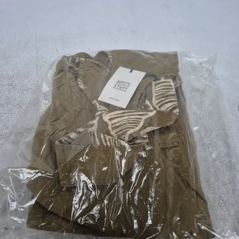 WHITE STUFF VIOLA LINEN DUNGAREE β KHAKI GREEN, UK 8