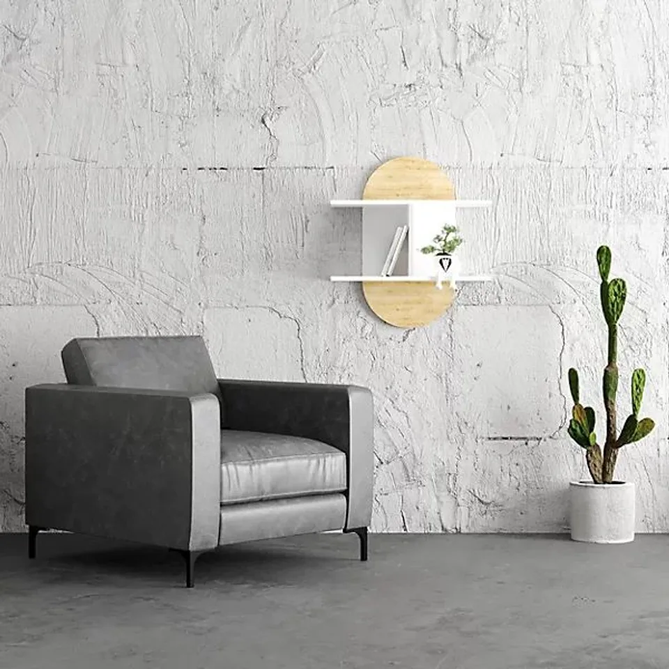 BRAND NEW BOXED AURO WALL SHELF - WHITE/OAK