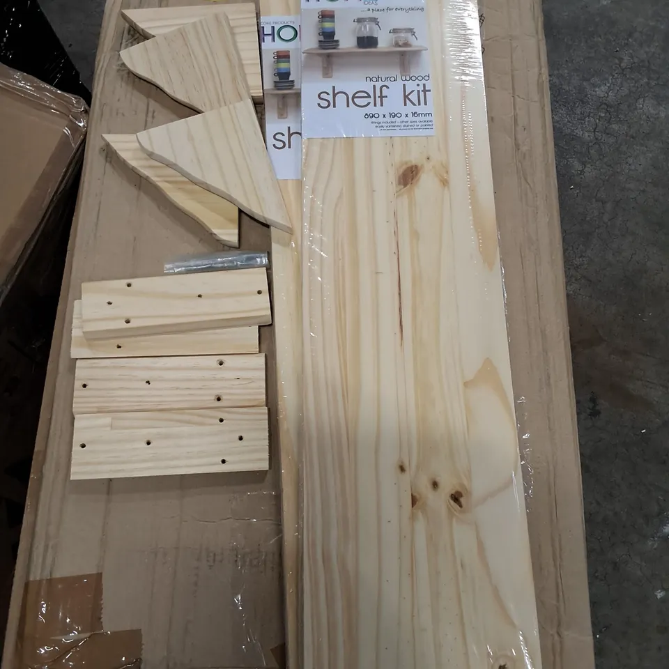 PAIR OF NATURAL WOOD SHELFS - EACH 890X190X16MM