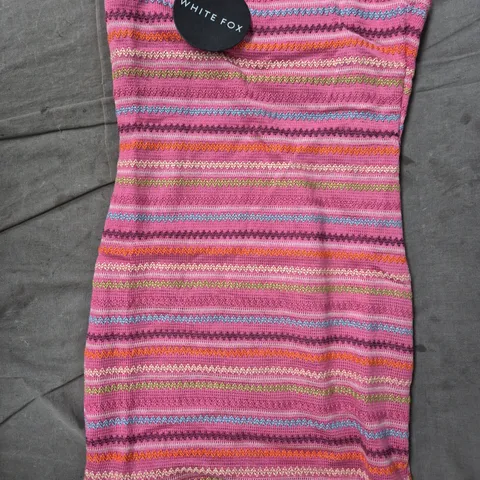 WHITE FOX BOUTIQUE PINK FAKE SMILE STRAPLESS MINI DRESS, SIZE S