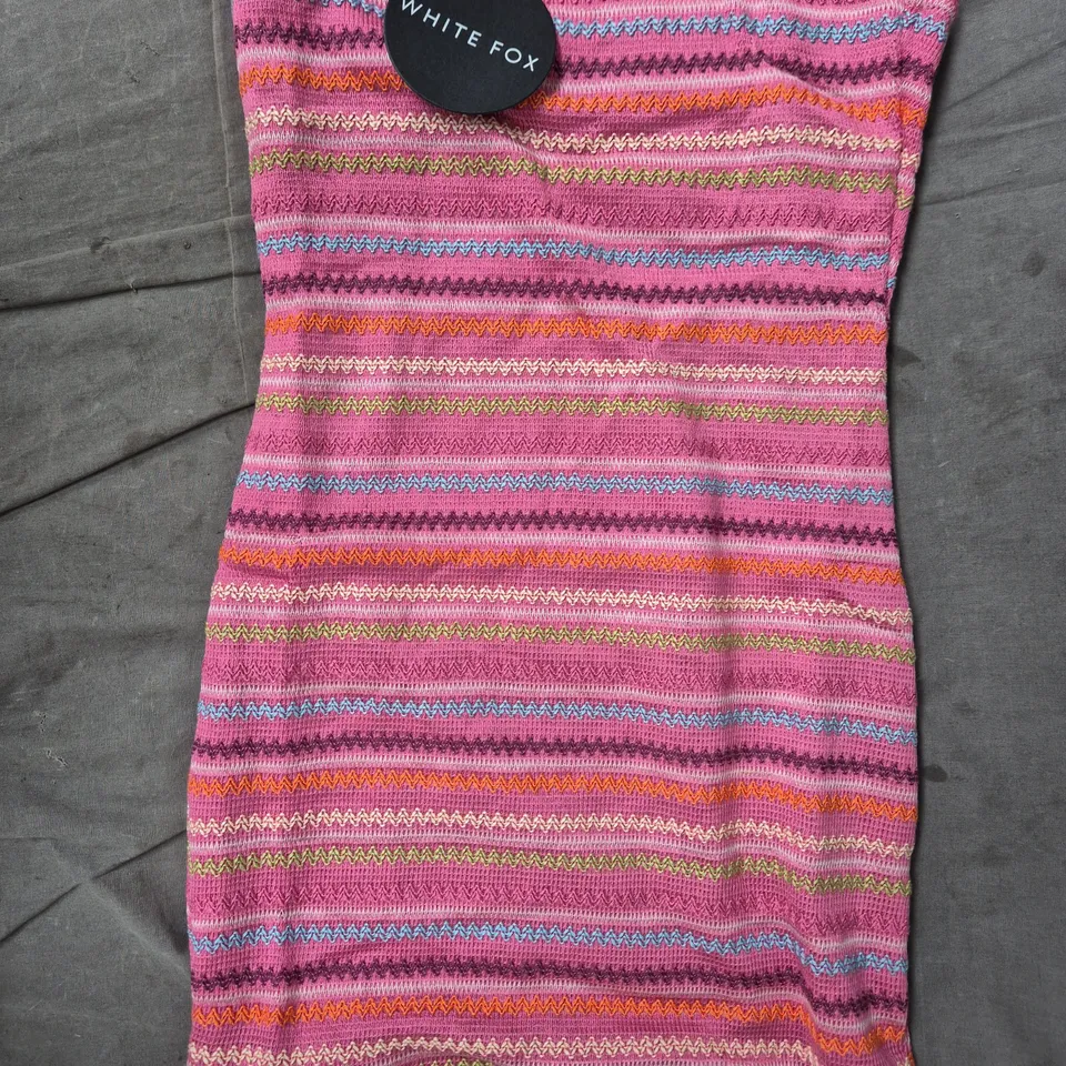 WHITE FOX BOUTIQUE PINK FAKE SMILE STRAPLESS MINI DRESS, SIZE S