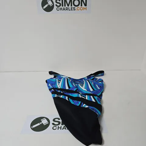 BONPRIX WOMEN’S SWIMSUIT – BLUE/BLACK PATTERN SIZE UK 24 