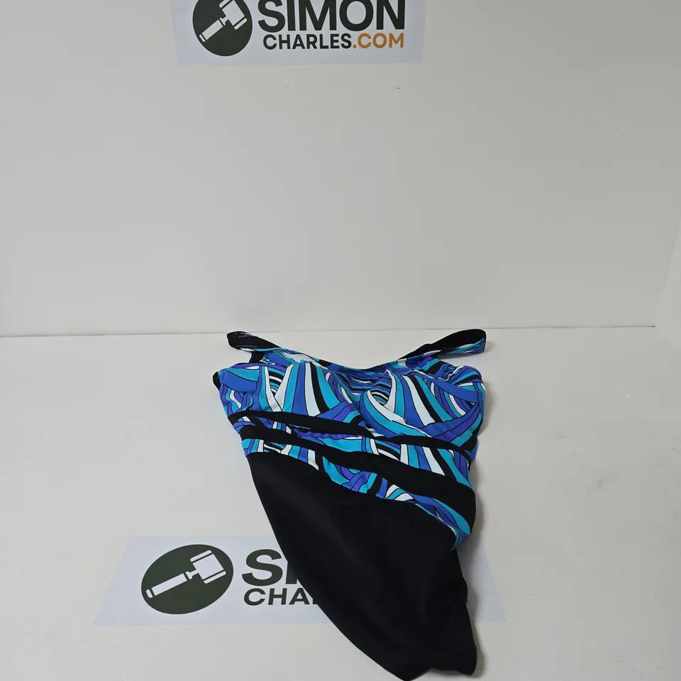 BONPRIX WOMEN’S SWIMSUIT – BLUE/BLACK PATTERN SIZE UK 24