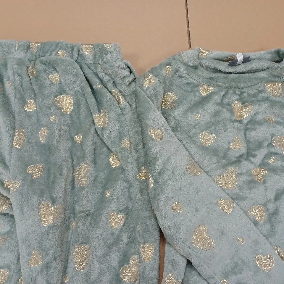 COZEE HOME FOIL PRINTED VELVETSOFT PJ SET SAGE HEART MEDIUM