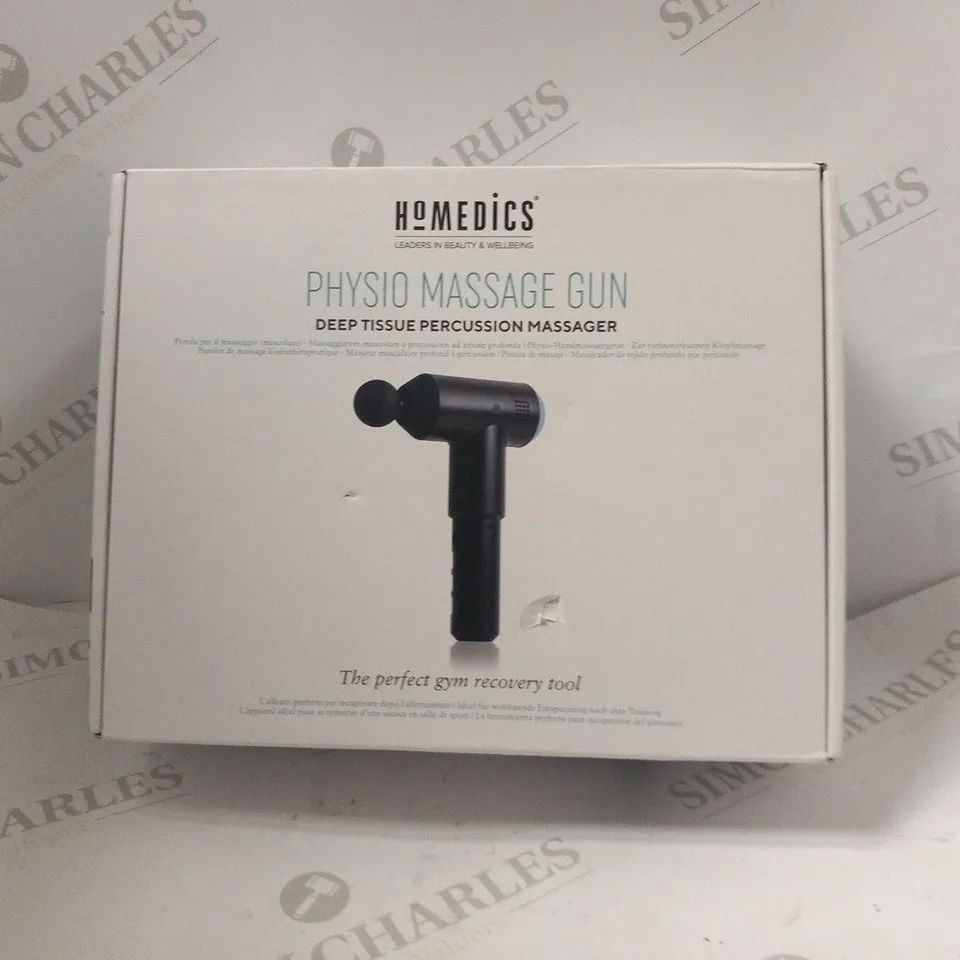 BOXED HOMEDICS PHYSIO MASSAGE GUN DEEP TISSUE PERCUSSION MASSAGER