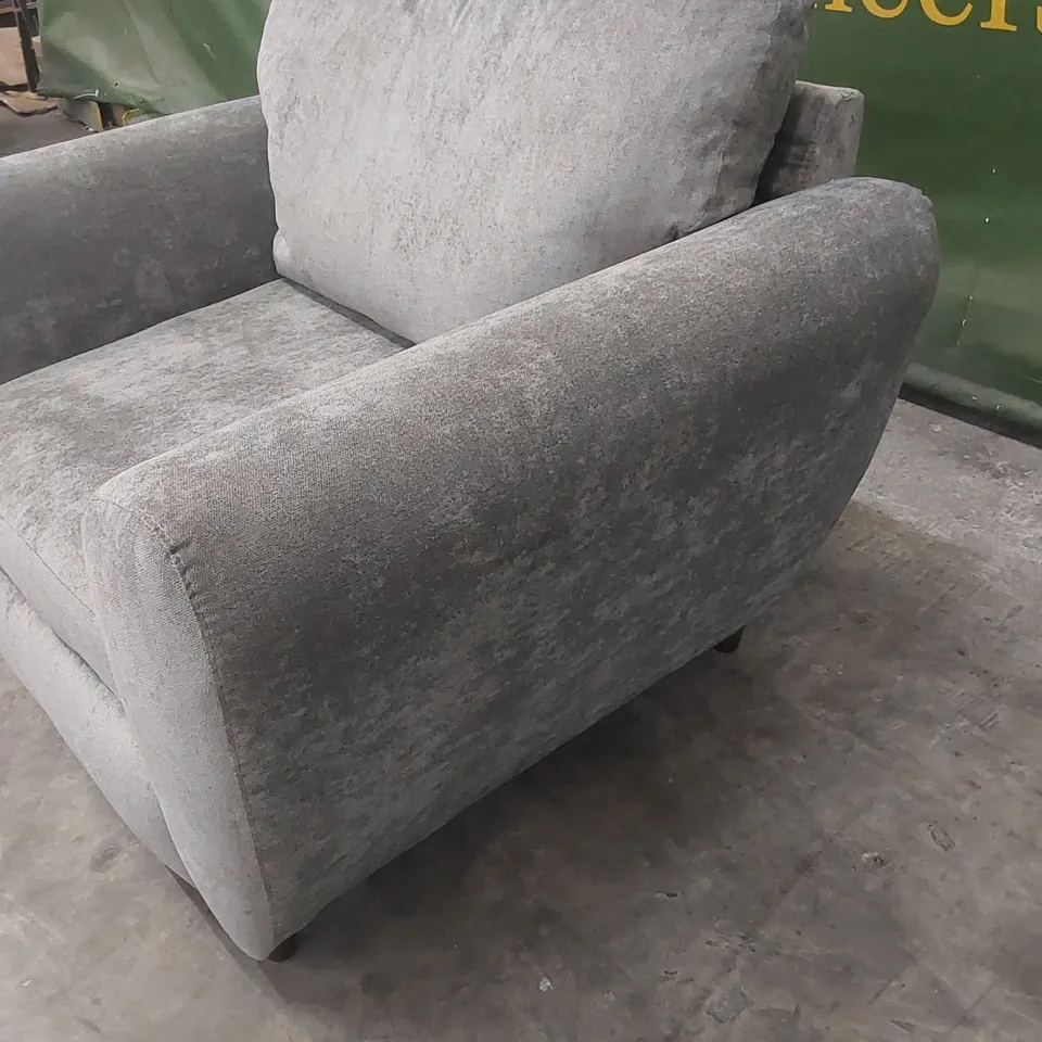 DESIGNER GREY FABRIC UPHOLSTERED ARMCHAIR