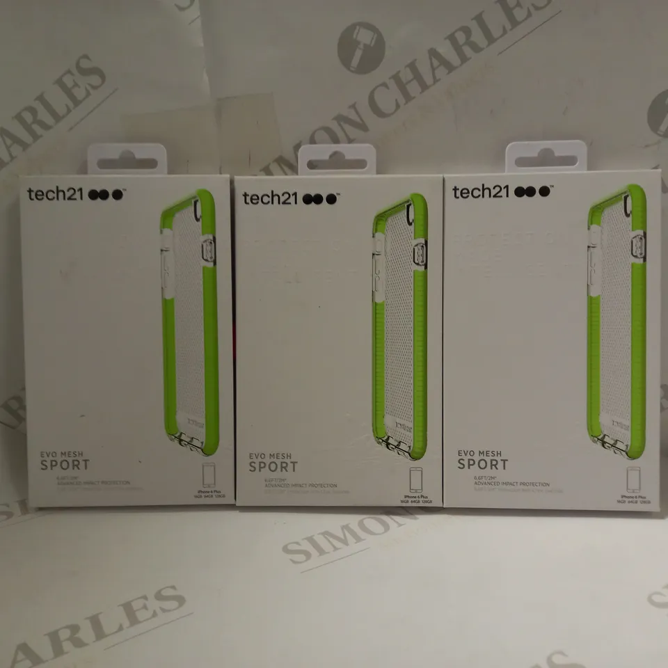 LOT OF APPROXIMATELY 20 TECH21 IPHONE 6 PLUS EVO MESH SPORT PHONE CASES - GREEN