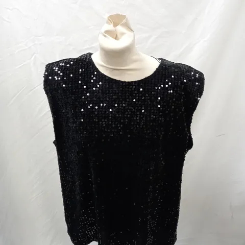 HALSTON SEQUIN TOP BLACK EXTRA LARGE