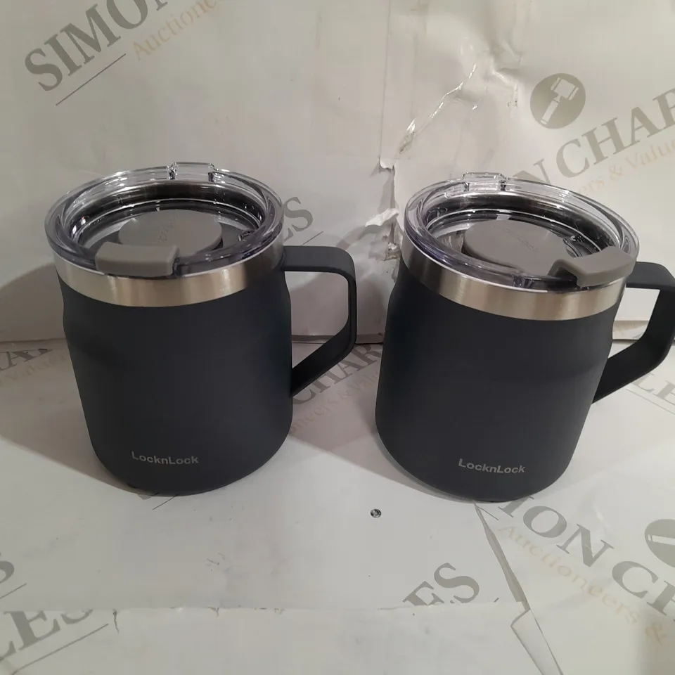 LOCK & LOCK SET OF INSULATED STAINLESS STEEL MUGS - NAVY