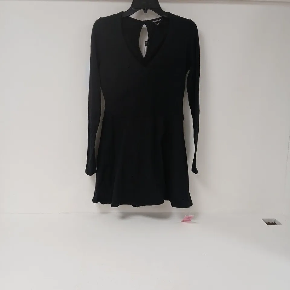 PRETTYLITTLETHING BLACK LONG SLEEVE SKORT PLAYSUIT – UK 12