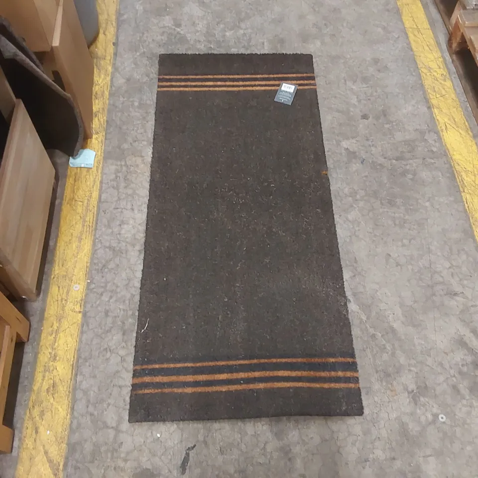 DOUBLE DOORMAT TRIPLE STRIPE CHARCOAL - COIR, 125 X 55CM