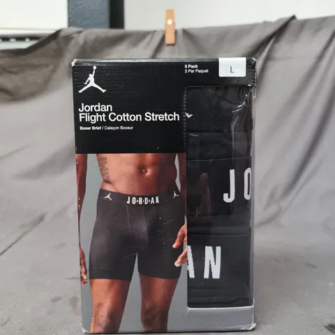 JORDAN FLIGHT COTTON STRETCH BOXER BRIEFS – 3 PACK, UK SIZE L