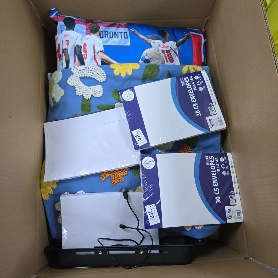 APPROXIMATELY 20 ASSORTED ITEMS INCLUDING C5 ENVELOPES, NIGHT ZONE PILLOWCASES AND A MOSQUITO LAMP
