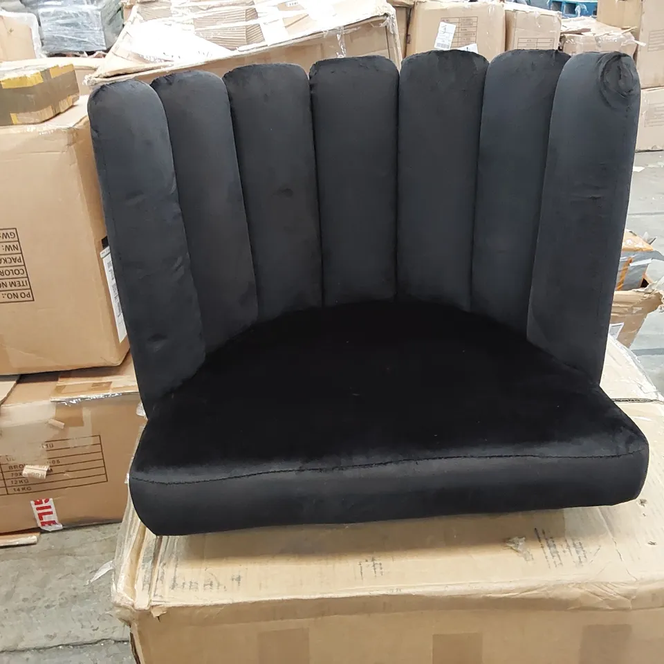 BOXED DESIGNER BLACK FAUX LEATHER DINING CHAIR (1 BOX)