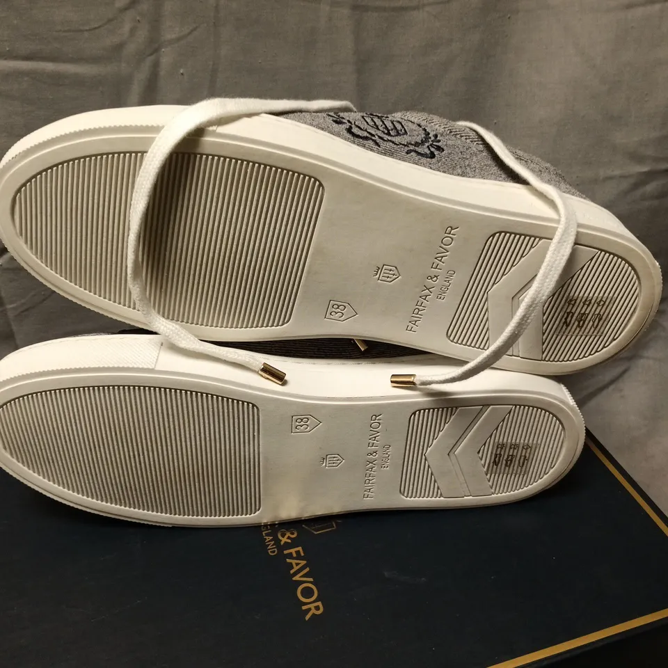 BOXED FAIRFAX & FAVOR WOMEN'S RICHMOND TRAINER DENIM SUEDE – UK 5 (US 7, EUR 38)