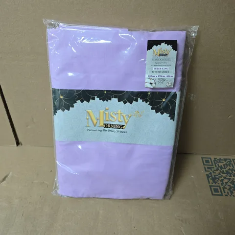 MISTY MORNING SUPER KING FITTED SHEET - LAVENDER - 183CM X 198 X 40 