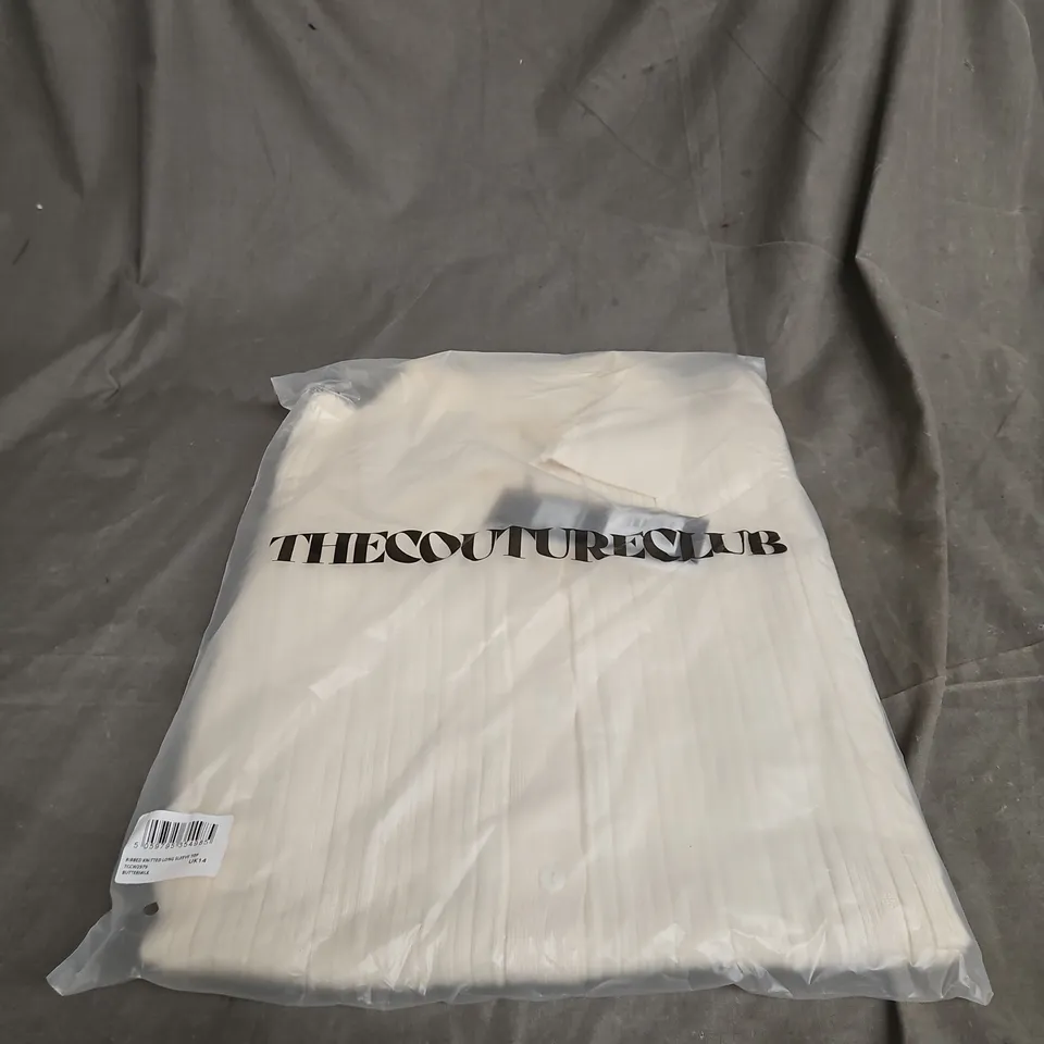 THE COUTURE CLUB RIBBED KNITTED LONG SLEEVE TOP – UK14, BUTTERMILK