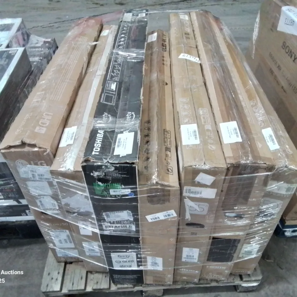 PALLET CONTAINING APPROXIMATELY 7  MIXED BRAND TELEVISIONS SIZES VARY