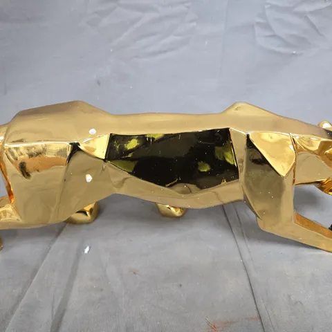 GOLD-TONE METAL BIG CAT SCULPTURE 