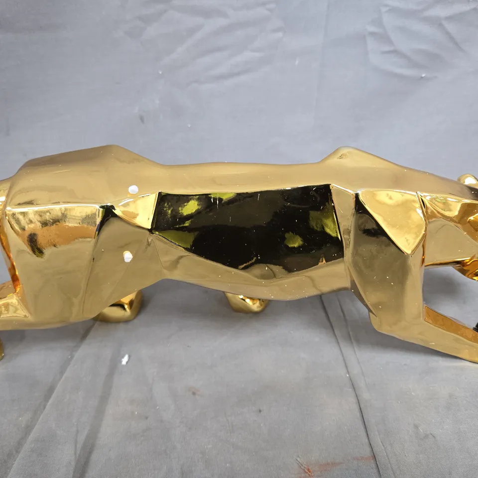GOLD-TONE METAL BIG CAT SCULPTURE