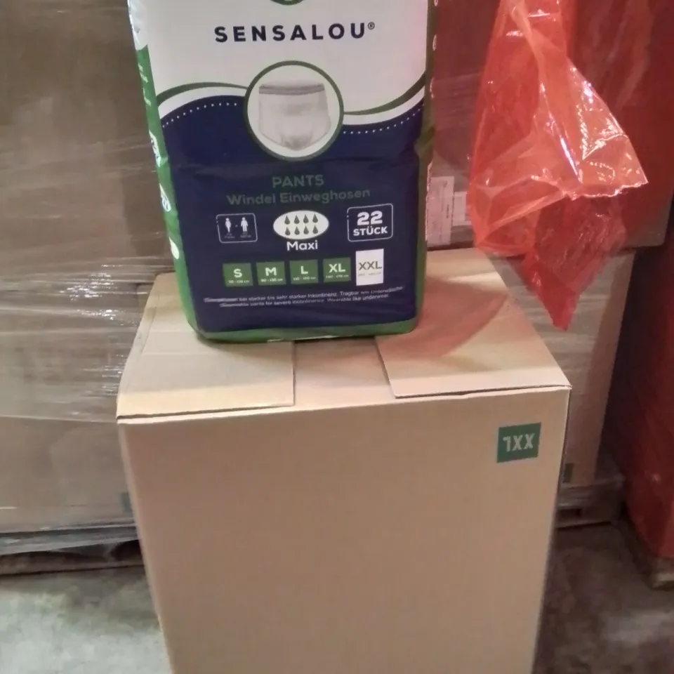 PALLET OF SENSALOU INCONTINENCE PANTS XXL APPROXIMATELY 4 PACKS PER BOX