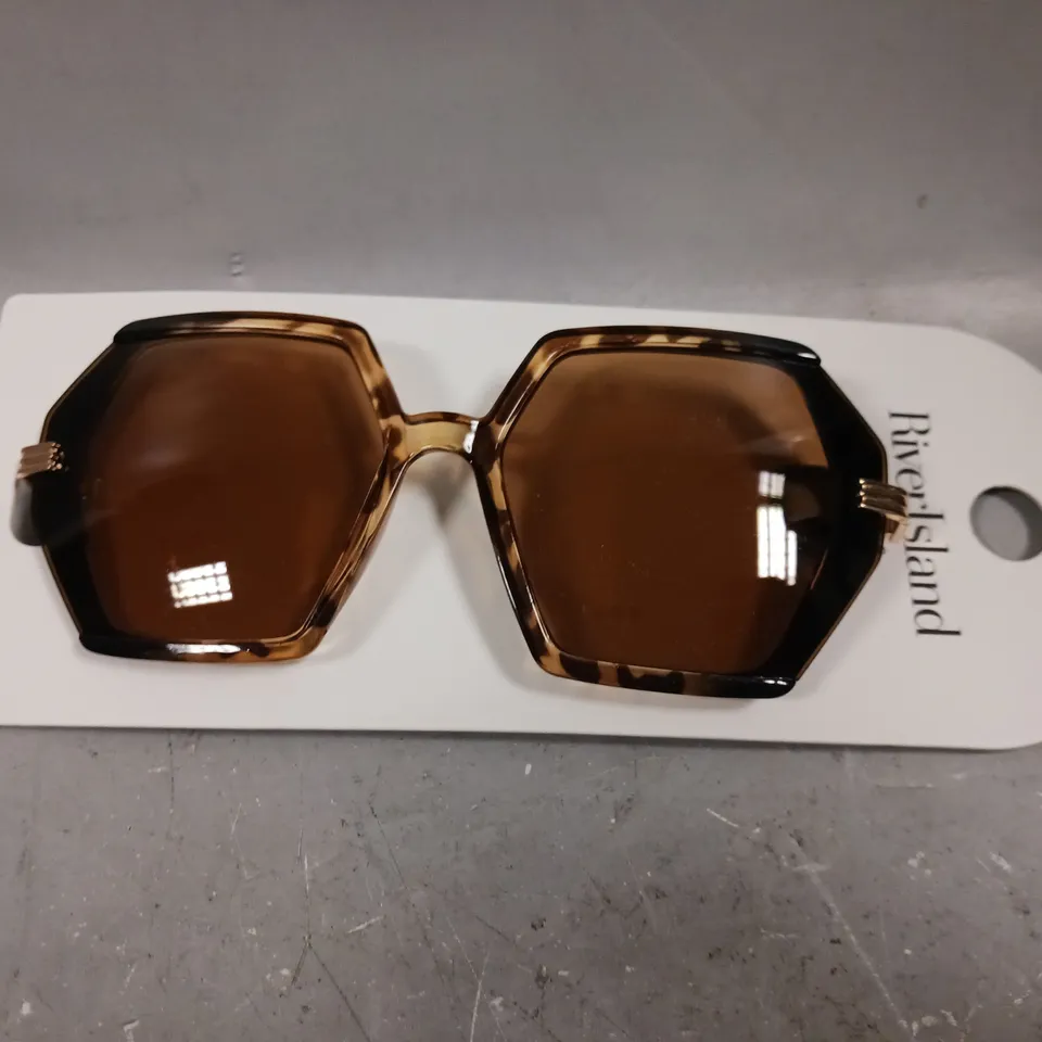 RIVER ISLAND HEXAGON BROWN SUNGLASSES 