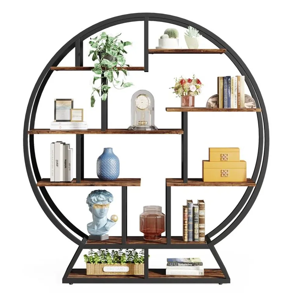 BOXED 403.86CM H X 381CM W METAL GEOMETRIC BOOKCASE (1 BOX)
