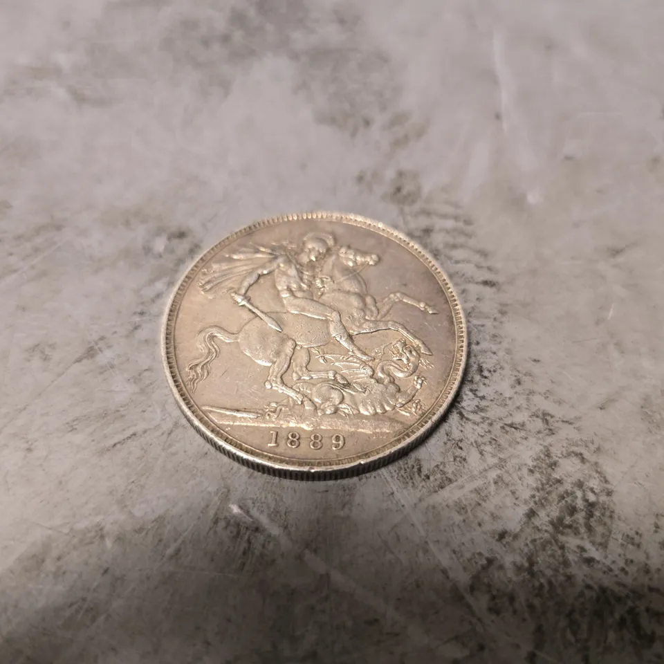 1889 VICTORIA BRITISH SILVER CROWN 