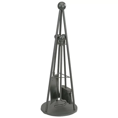 BOXED TEEPEE 4 PIECE STEEL FIREPLACE TOOL SET