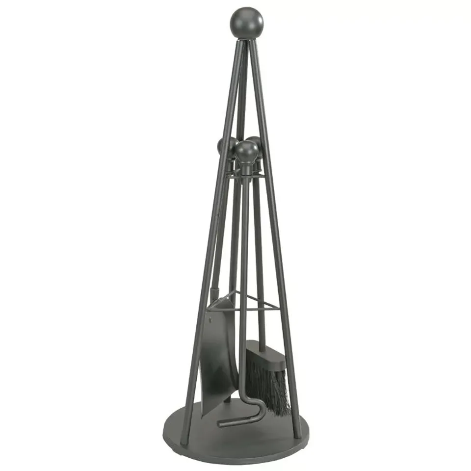 BOXED TEEPEE 4 PIECE STEEL FIREPLACE TOOL SET