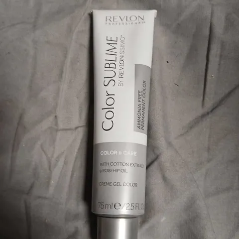 BOX OF APPROXIMATELY 12 REVLON PROFESSIONAL COLOR SUBLIME HAIR COLOUR CREME GEL – AMMONIA FREE PERMANENT COLOR, 75 ML-NO EXPIRY DATE SHOWN 