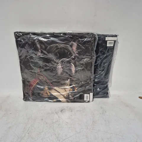 LOT OF 16 AS NEW TOP DOG BLACK FRENCHIE THEMED FILLED CUSHIONS - 45X45CM