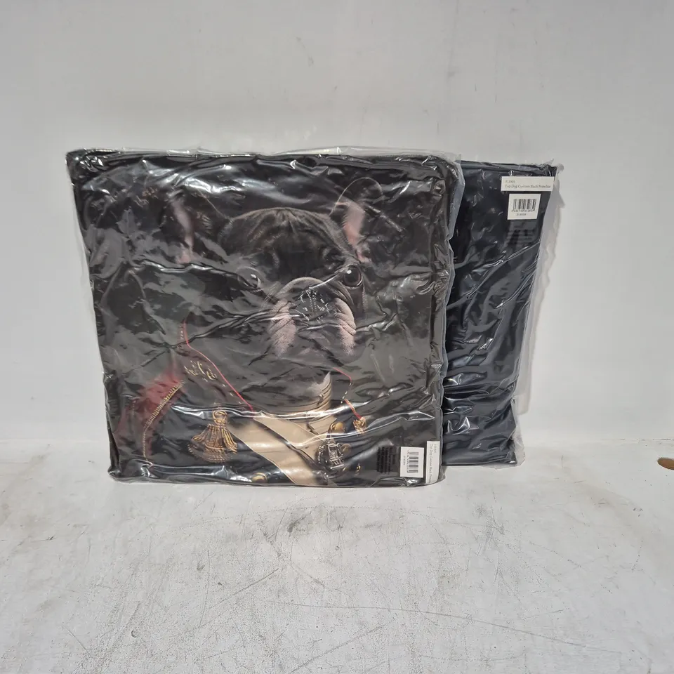 LOT OF 16 AS NEW TOP DOG BLACK FRENCHIE THEMED FILLED CUSHIONS - 45X45CM