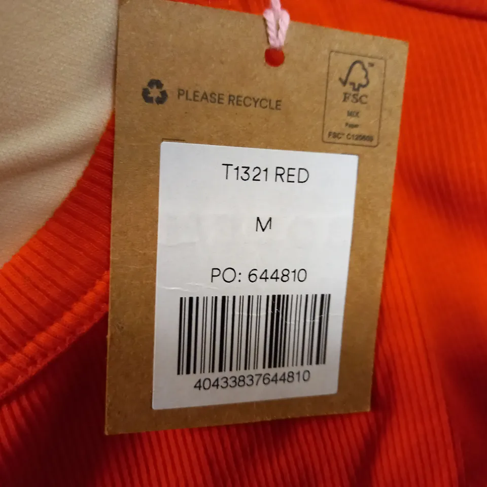 BODEN RED RIBBED COTTON LONG SLEEVED TOP - SIZE M 