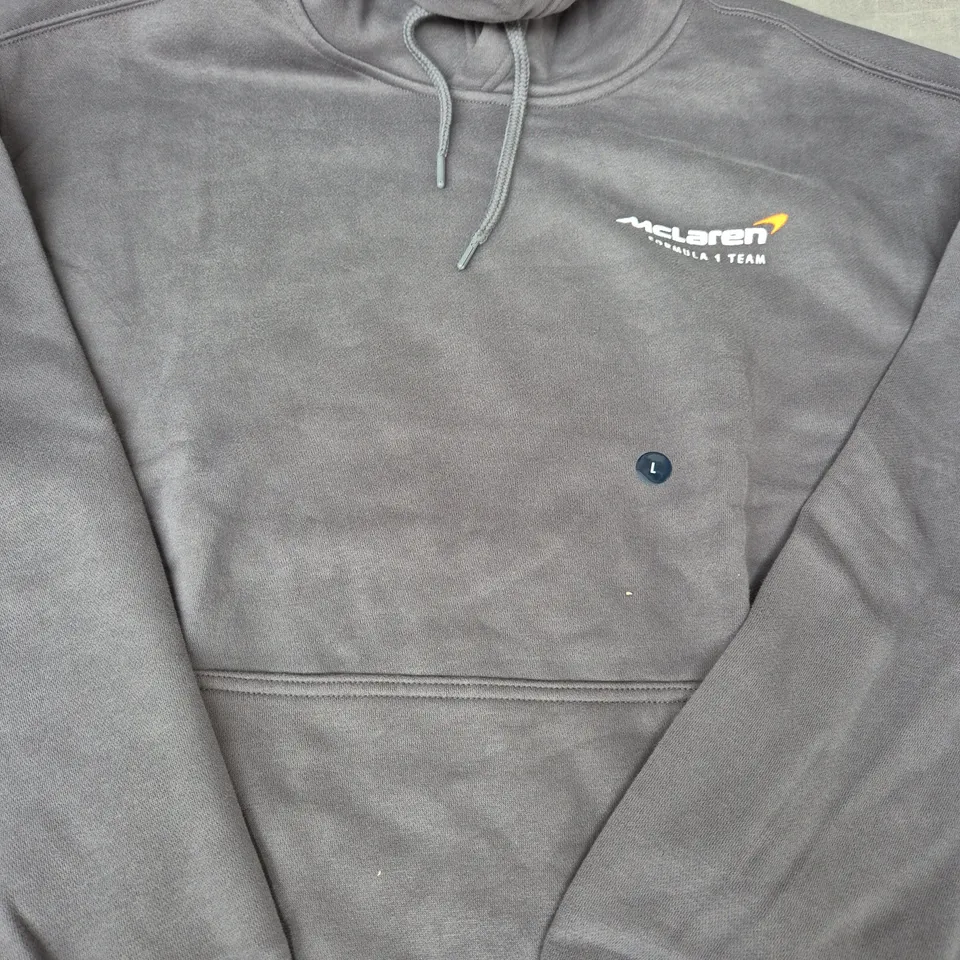 HOLLISTER MCLAREN FORMULA ONE LONG SLEEVE HOODIE IN GREY SIZE LARGE
