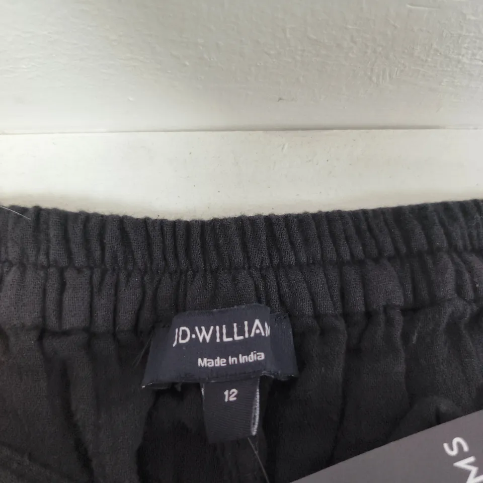JD WILLIAMS BLACK PULL-ON TROUSERS - UK 12