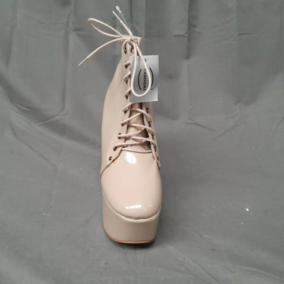 BOX OF APPROXIMATELY 10 BOXED PAIRS OF CASANDRA HIGH PLATFORM SHOES IN NUDE - VARIOUS SIZES