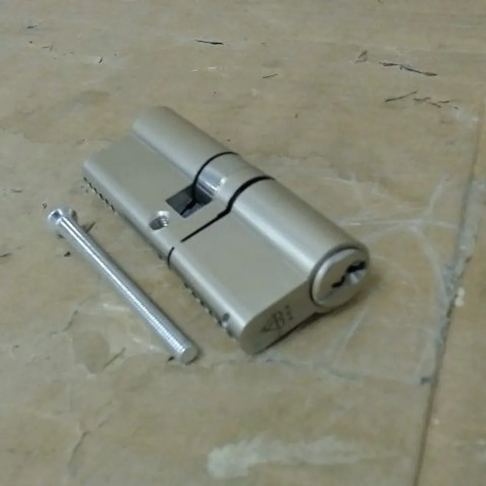 STERLING TS007 BS3 3 DOOR CYLINDER, DUAL FINISH BRASS & SATIN NICKEL, INTERNAL 40MM (80MM TOTAL)