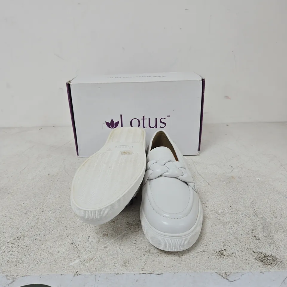 LOTUS WHITE LEATHER LOAFERS WITH BRAIDED STRAP – WOMEN'S SHOES