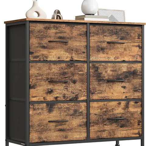 BOXED SONGMICS CHEST OF DRAWERS, 6 FABRIC DRAWERS STORAGE UNIT