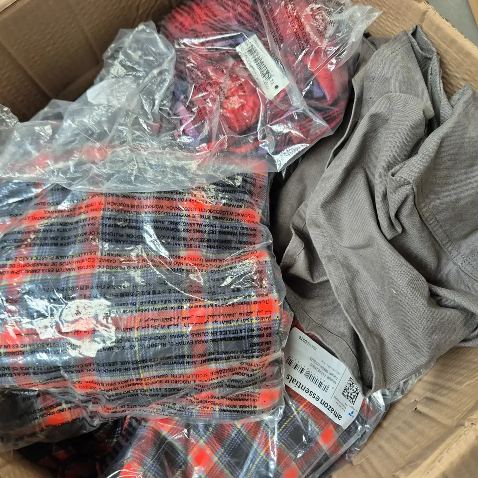 APPROXIMATELY 60 ASSORTED MENS CLOTHING ITEMS IN VARIOUS SIZES, STYLES & COLOURS TO INCLUDE BRANDS SUCH AS AMAZON, BOSS, PREMIER, ETC - COLLECTION ONLY
