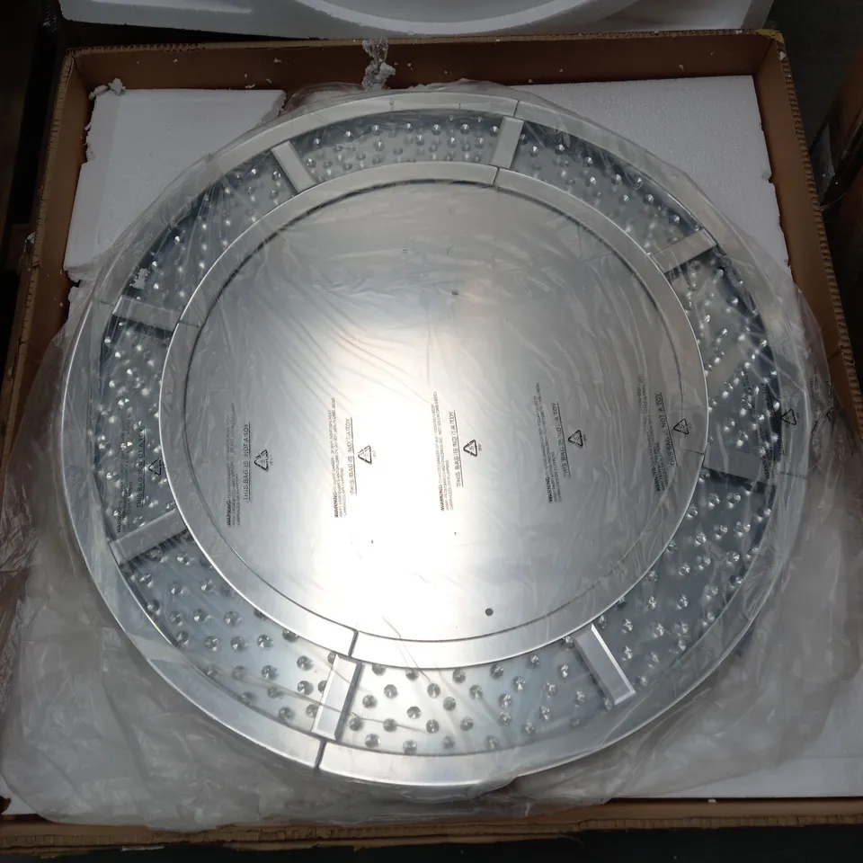 JM FLOATING CRYSTAL ROUND WALL MIRROR - COLLECTION ONLY