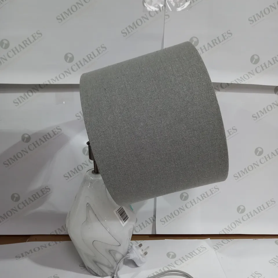 TABLE LAMP MARBLE EFFECT WITH GREY LAMP SHADE