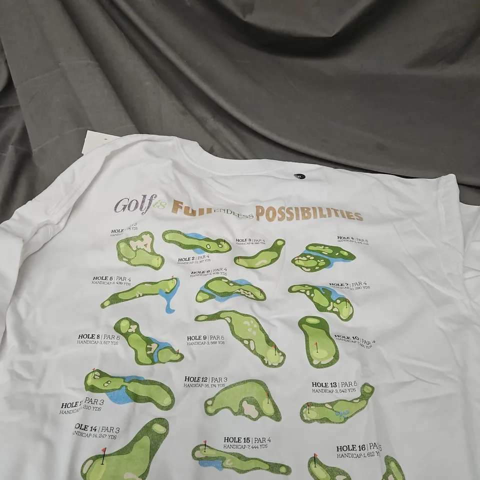 HOLLISTER WHITE T‑SHIRT – HEAVYWEIGHT BOXY FIT, GOLF COURSE GRAPHIC, XL