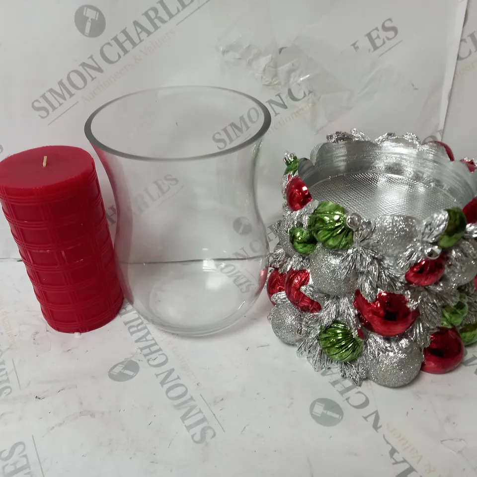 HOMEWORX BY HARRY SLATKIN HURRICANE BAUBLE PEDESTAL, CANDLE & VASE