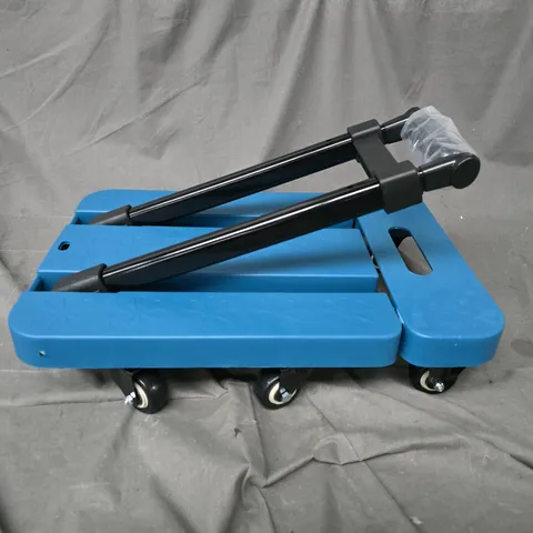 SMALL FOLD UP FLAT BAY TROLLEY WITH FLORAL DESIGN IN GREENY BLUE