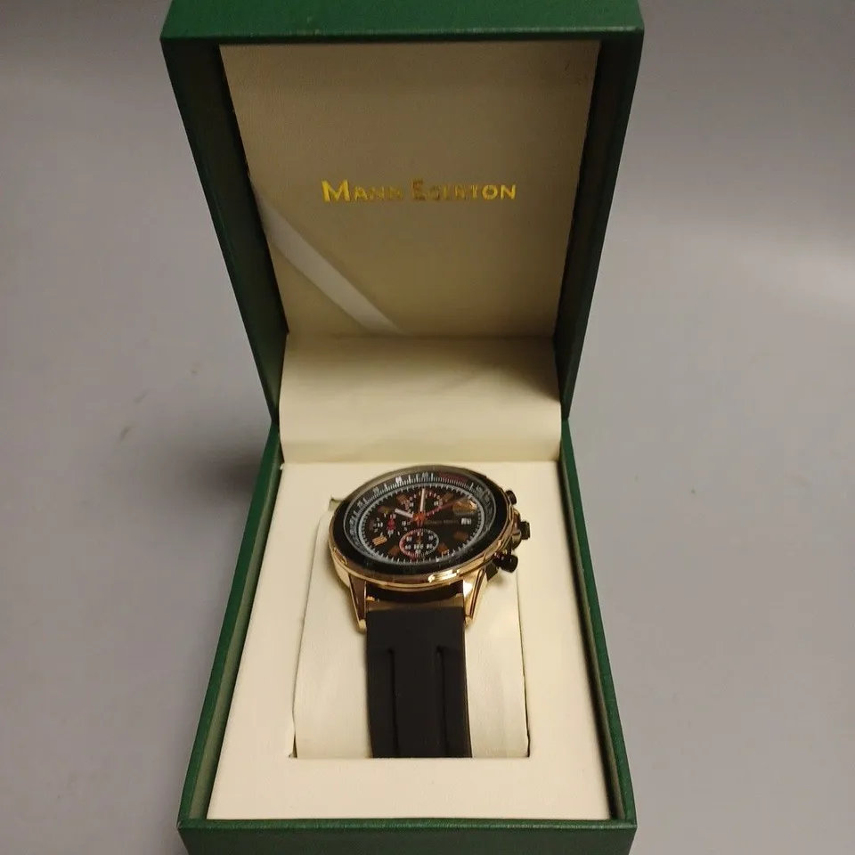 MANN EGERTON DYNAMIC ROSE RUBBER STRAP WATCH 