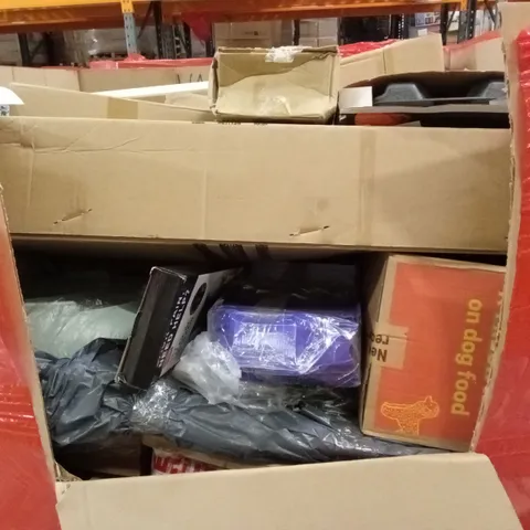 PALLET OF ASSORTED HOUSEHOLD GOODS AND PRODUCTS TO INCLUDE; BASKET BALL HOOP, RETRACTABLE SAFETY GATE, BACK SUPPORT ETC