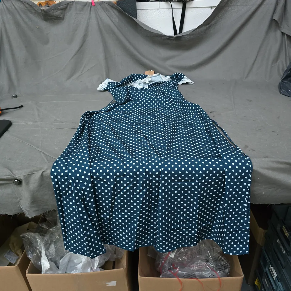 RIHOAS NAVY BLUE POLKA DOT DRESS – XS